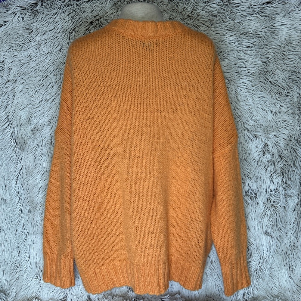 Aerie Sweater Oversize Boxy Fit Orange‎ Pullover Wool Blend Medium Chunky Knit - Picture 7 of 11